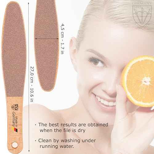 3 Swords Germany Brand Quality Foot File Made from German Beech Wood, Two-Sided Smooth and Rough, Hard Skin Callus Removal