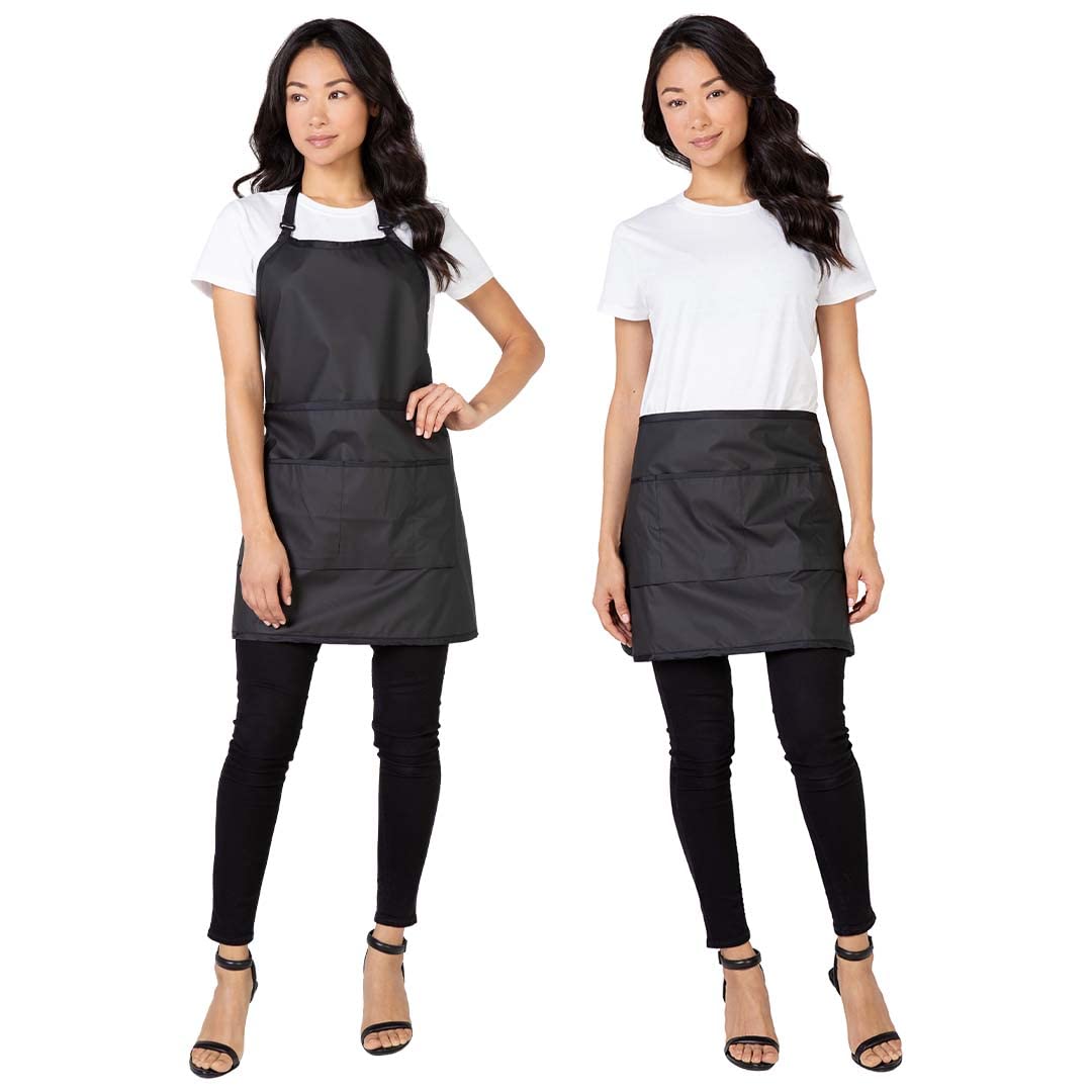 Betty Dain Women's Signature Switch Salon Stylist & Nail Tech Apron with Pockets, Cosmetology Waist Apron/Tool Skirt, Chemical, Bleach, and Water Proof, Pockets with Zippered Bottoms, Black