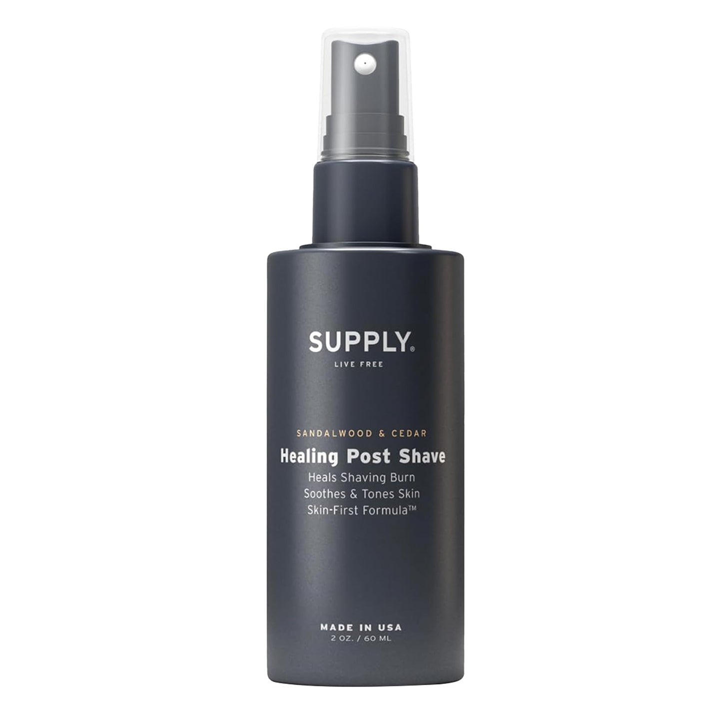 SUPPLY Healing Post Shave Spray for Men – Alcohol-Free Aftershave to Soothe Irritation, Hydrate Skin & Reduce Razor Burn – Sensitive Skin Friendly – Sandalwood & Cedar, 2 oz