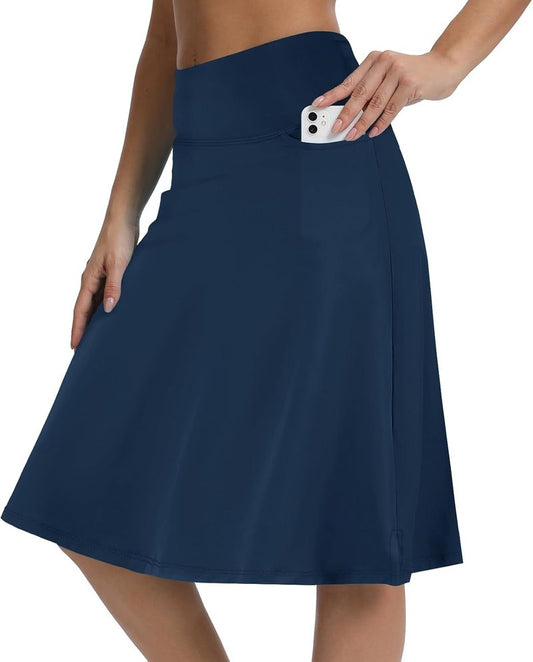 Modest Knee-Length Womens Skorts - Athletic Midi Running Skirt | Comfortable Fit