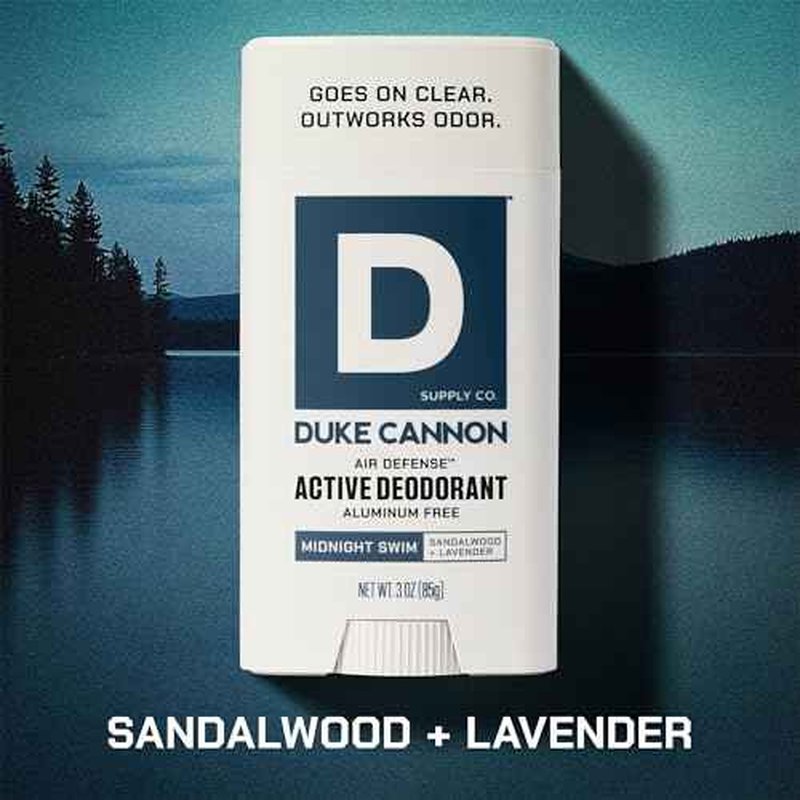 Duke Cannon Midnight Swim Aluminum-Free Deodorant for Men - Air Defense, Sandalwood + Lavender Scent, 3 oz ? Long-Lasting, Clear Glide, Skin-Soothing Formula