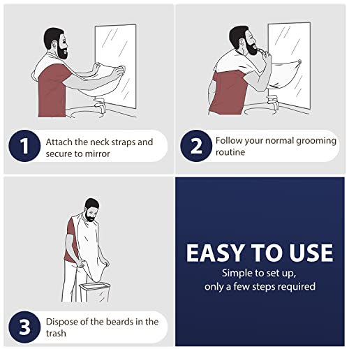 Beard Bib Apron, Beard Bib Hair Catcher for Shaving, Non-Stick Beard Shave Cape with Suction Cups, Grooming Accessories for Men, Gifts for Men Husband Father (White)