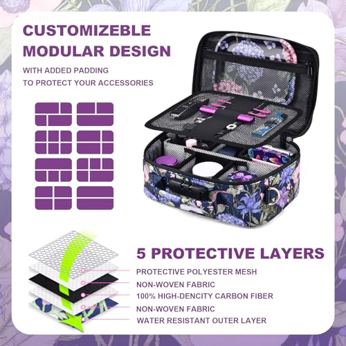 Storage Bag with Combination Lock Large Storage Container Cosmetic File Organizer Case Medicine Lock Box Portable Travel Storage Pouch Halloween Makeup Bag Purple