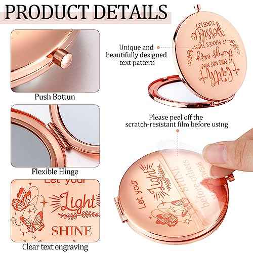Huwena 12 Pcs Christmas Christian Gifts for Women Bulk Bible Verse Makeup Compact Mirror Inspirational Religious Gift Pocket Mirror for Coworker Teacher Employee Travel Church Scripture Party Present