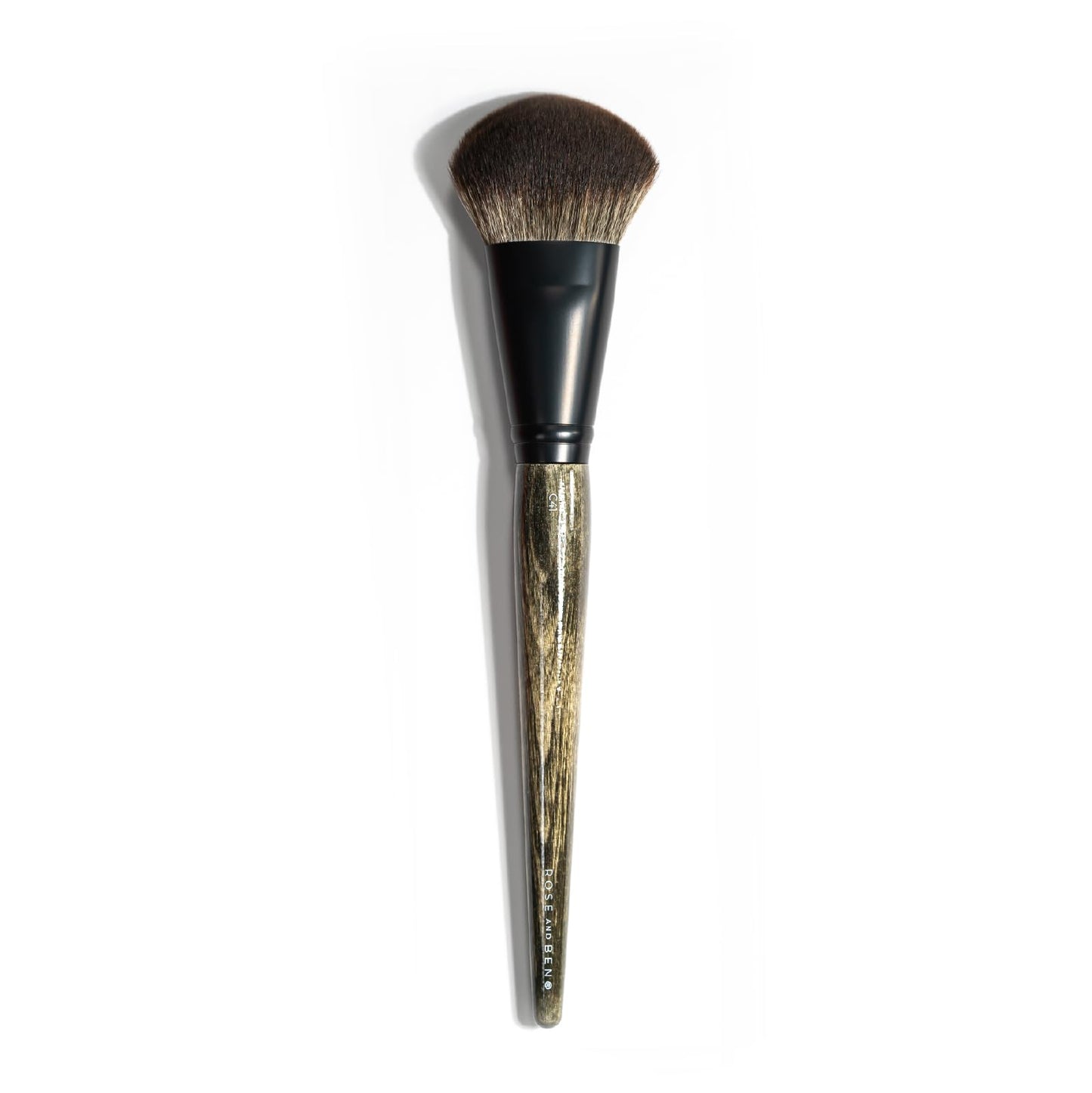 Rose and Ben Beauty C41 Blush Brush | Professional Angled Brush for Flawless Makeup Application | Non-Shedding & Cruelty-Free Vegan Synthetic Bristles for Pressed, Powder, & Cream Cosmetics