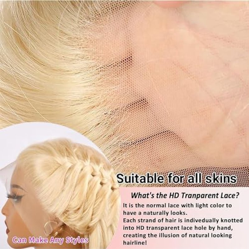 613 Lace Front Wig Human Hair 13x4 HD Transparent Lace Frontal Wigs for Women 10A Straight Blonde Lace Front Wigs Glueless Pre Plucked With Baby Hair 22 Inch 613 Blonde Lace Front Wig 150% Density