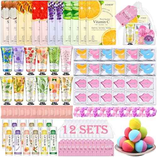 120 PCS Spa Party Supplies for Women, Spa Party Favors Include Face Masks Skincare, Hand Cream, Lip Balm, Under Eye Patches, Lip Mask and Foot Bath Bombs, Spa Birthday Sleepover Party Supplies