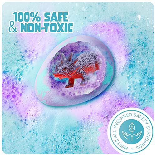 Dan&Darci Dino Egg Bath Bombs for Kids - Kid Baths Bomb with Surprise Inside - Dinosaur Toys Gift for Boys and Girls Ages 6 7 8 Years Old Gifts - Fun Educational Toy Fizzy - Basket Stuffers