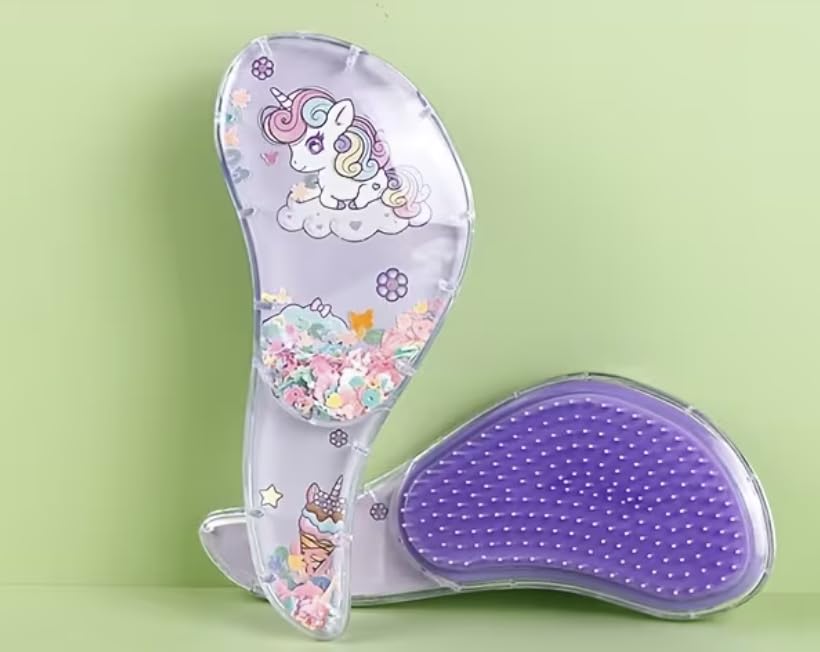 Detangling Brush for Kids - Perfect for Natural, Curly & Straight Hair | Cute Purple Design