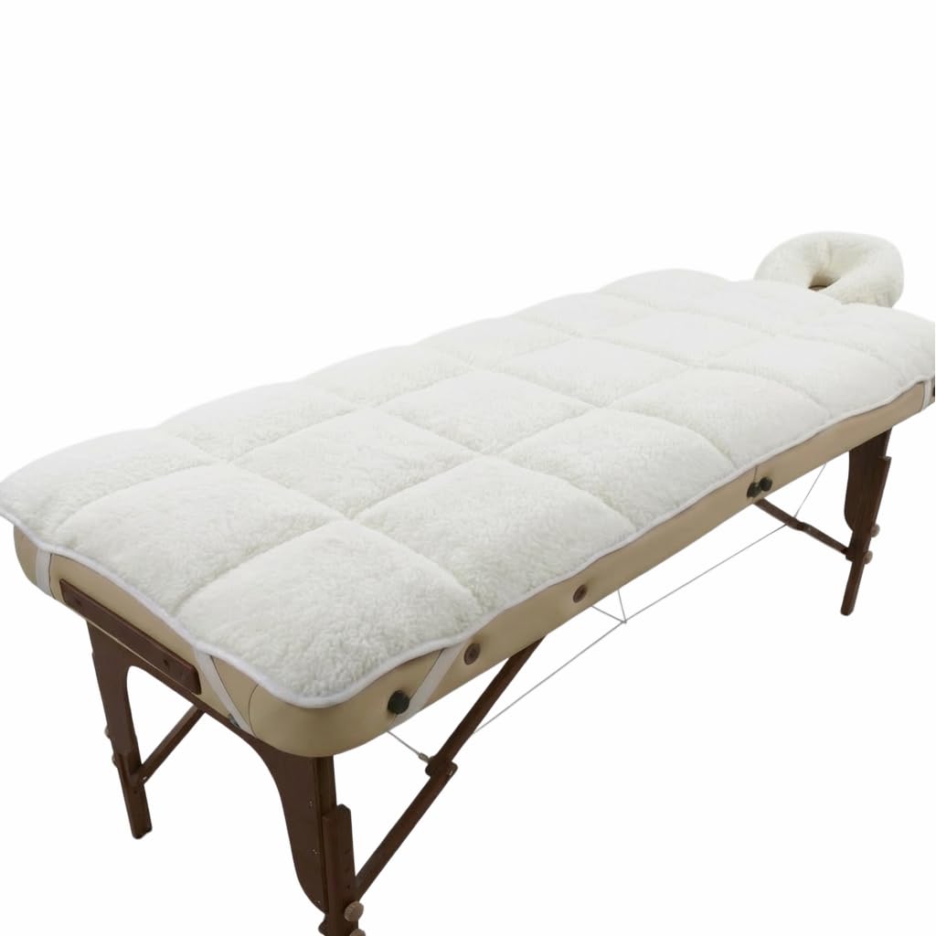 Fleece Massage Tables Cover Set 31"x72", Cozy Quilted Massage Bed Topper, Includes Pad & Face Cradle Cover, Natural, Hypoallergenic, Skin-friendly – Ideal for Spa, Physical Therapy, Home Massage