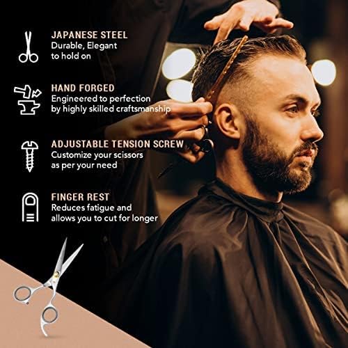 ONTAKI Hair Cutting Scissors - 6.5" Japanese Steel Shears for Precision Beard & Mustache Grooming | Ideal for Barbers & Stylists