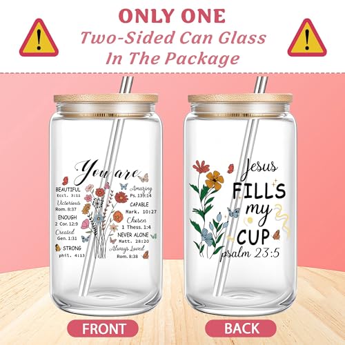 Christian Gift for Women Faith Religious Gifts Birthday Mothers Day Gifts for Women Mom Sister Best Friends Wife Coworkers-Inspirational Verse Glass/Makeup Bag