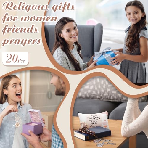 Talltalk 20 Pcs Christian Gift Bulk for Women Religious Cosmetic Bag Inspirational Scripture Keychain(Bohemian Style)