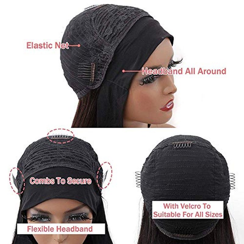 higher Body Wave Headband Human Hair Wig 18 Inch Glueless None Lace Front Wig Brazilian Virgin Hair Wear and Go Wigs for Black Women 150% Density Wigs Natural Color