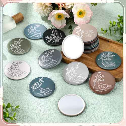 80 Pcs Christian Compact Mirrors for Women Inspirational Bible Verse Scripture Pocket Mirrors Bulk Mini Purse Makeup Mirror for Grandma Pastor's Wife Christmas Thanksgiving Church Party Favor