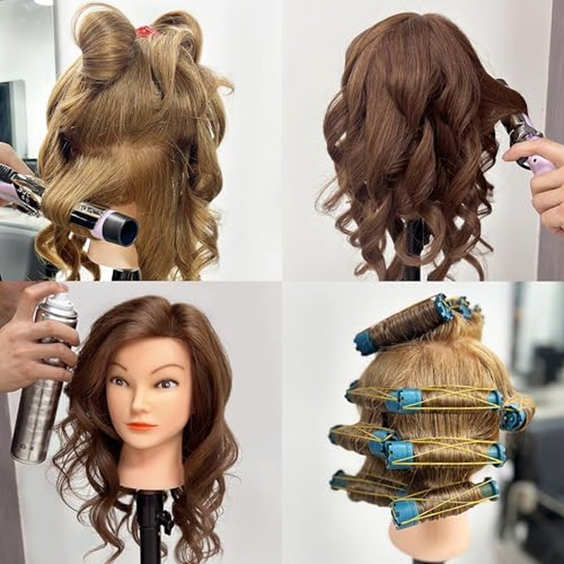 SOPHIRE 20-22 inches 100% Real Human Hair Mannequin Head with 9 Tools and Clamp, Hairdressers' Practice Training Head and Cosmotology Doll Head for Hairstyling and Braid - #27