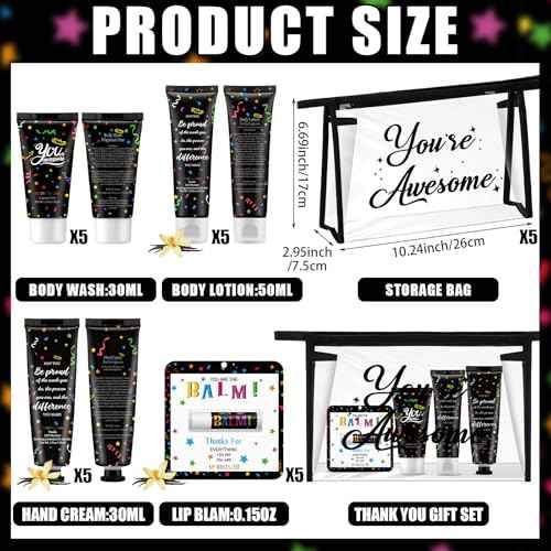 50 Pieces Employee Appreciation Gifts Bulk Lip Balm Hand Body Lotions Coworker Team Thank You Gifts for Staff Volunteer Thanksgiving Christmas Appreciation Party Favors for Women Men