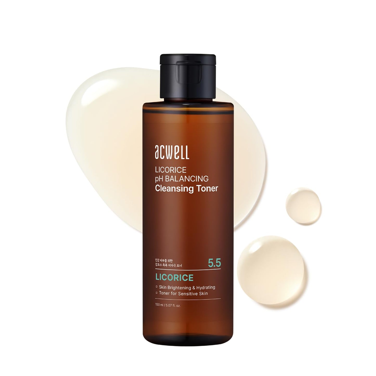ACWELL Licorice pH 5.5 Balancing Cleansing Toner - Alcohol-Free Korean Face Toner and Astringent, Hydrating Clarifying Formula for Dull and Combination Skin, 10.14 fl.oz.