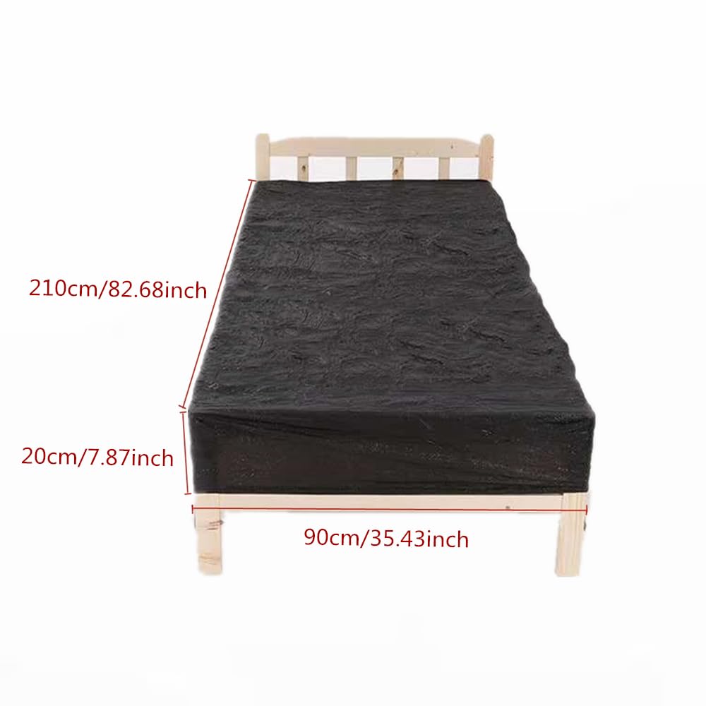 PROINKDOTS Tattoo Bed Covers Fitted Disposable Massage Table Sheets 83 x 35 inches (Pack of 10) Chair Cover with Elastic Waterproof Plastic Lash Sheets Protector for Tattoo Supplies SPA Black