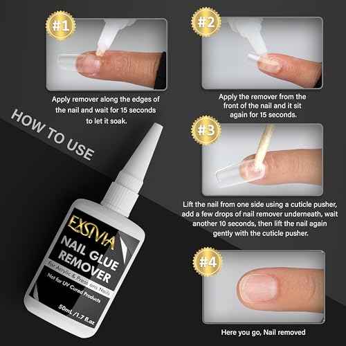 Nail Glue Remover for Press On & Glue On Nails ? 50mL Non-Acetone, Gentle & Odorless Debonder Serum, Exsivia False Nail Remover Fast & Safe on Fake Tips