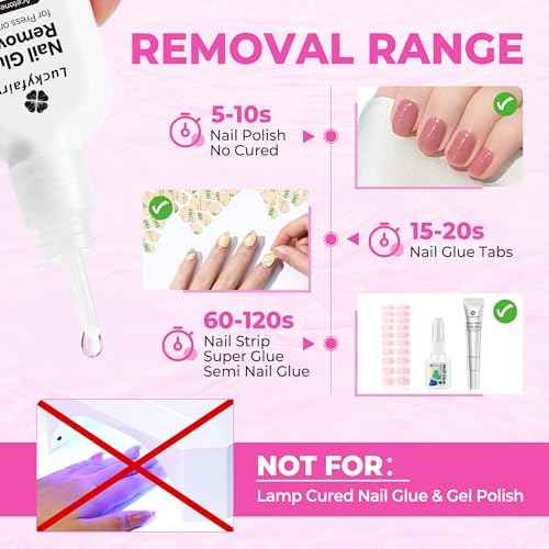 Nail Glue Remover for Press on Nails, 15ml Acetone-free Nail Polish Remover, Multi-Functional Glue Remover for Nails Tips, Quick Easy Gentle Removal, Not for Gel Polish