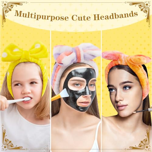 24 Pcs Spa Headband Bulk for Christmas Stocking Stuffers, Women Girls Bow Makeup Hairband Gifts Soft Flannel Headband for Washing Face Skincare Slumber Bachelorette Party Supplies Teen Party Favors