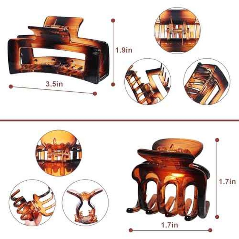 Medium Hair Clips for Women 8 Pcs Small Claw Clips for Thin and Thick Hair 2 Styles Hair Claw Clips Combination Rectangle Banana Jaw Hair Accessories for Women and Girls (Transparent)