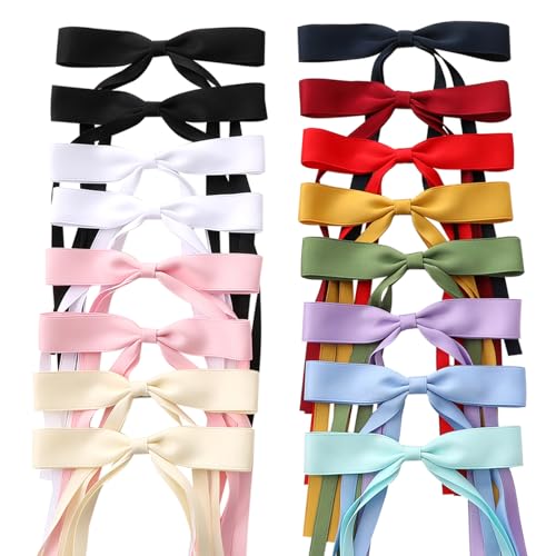 16 PCS Hair Bows for Women,Hair Ribbon Hair Bows With Long Tail,Hair Bow Clips Hair Barrettes for Women Accessories
