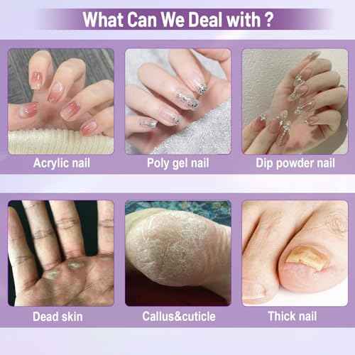 Electric Nail Drill Professional, 35000RPM Cordless Acrylic Nail Kit for Nail Polish Remover, Electric Nail File Buffer Grinder, Nail Filer Electric Manicure and Pedicure kit (Matte Gray)