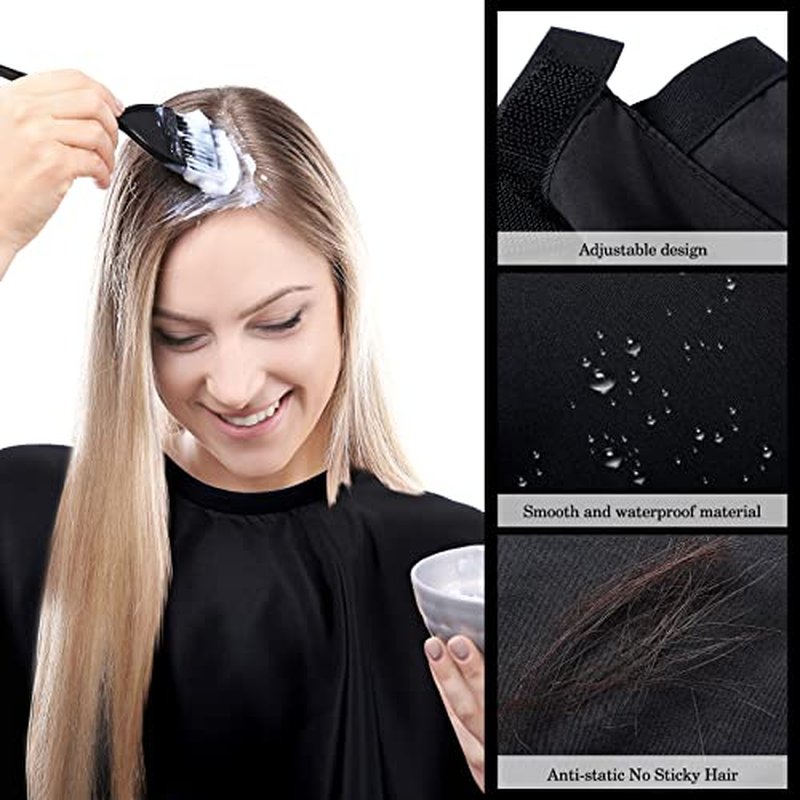 Wesiti 16 Pcs Short Makeup Cape for Women Men Black Waterproof Nylon Hair Cutting Cape, Salon Hair Apron Beard Shorty Smock for Clients Lightweight Makeup Bib for Artist Beautician