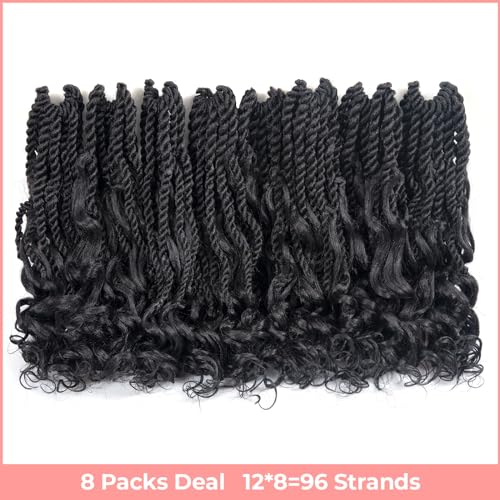 ToyoTress Boho Island Twist Crochet Hair - 14 Inch 8 Packs Natural Black Boho Havana Twist Crochet Braids Synthetic Braiding Hair (14 Inch,1B-8P)