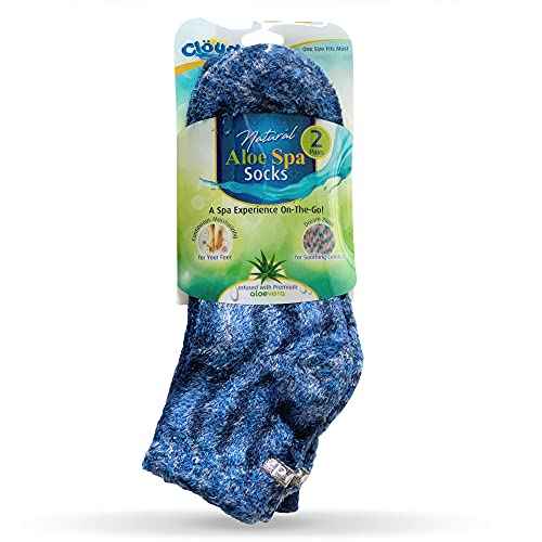 Cloudz - (2 Pairs! Dreamy Blue Soft Plush Natural Aloe Vera Spa Socks - (Assorted Solid & Patterned)
