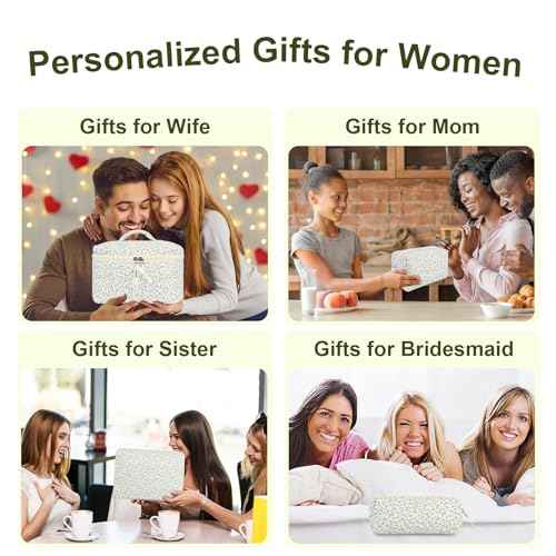 4Pcs Quilted Makeup Bag Set Cute Floral Cosmetic Bag Cotton Coquette Make up Bag Aesthetic Travel Toiletry Bag for Women Girls