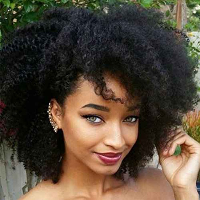 Luwigs Afro Kinky Curly 4B 4C Clip in Hair Extensions 10 Inch 7Pcs/Set Brazilian Virgin Human Hair Natural Color Clip Ins for African American Women