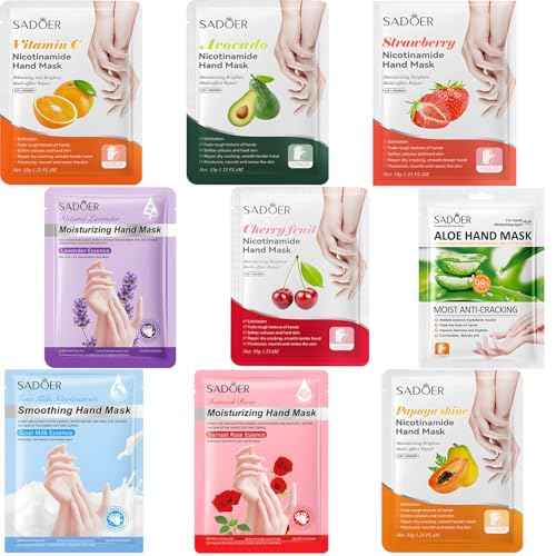 Hand Cream Moisturizing Mask, Hand Masks Moisturizing Glove for Dry Hands, Hydrating and Regenerates Dead Skin, Hand Care Moisture Gloves for Dry Hands, Safe for All Skin Types (count, 9 pack)