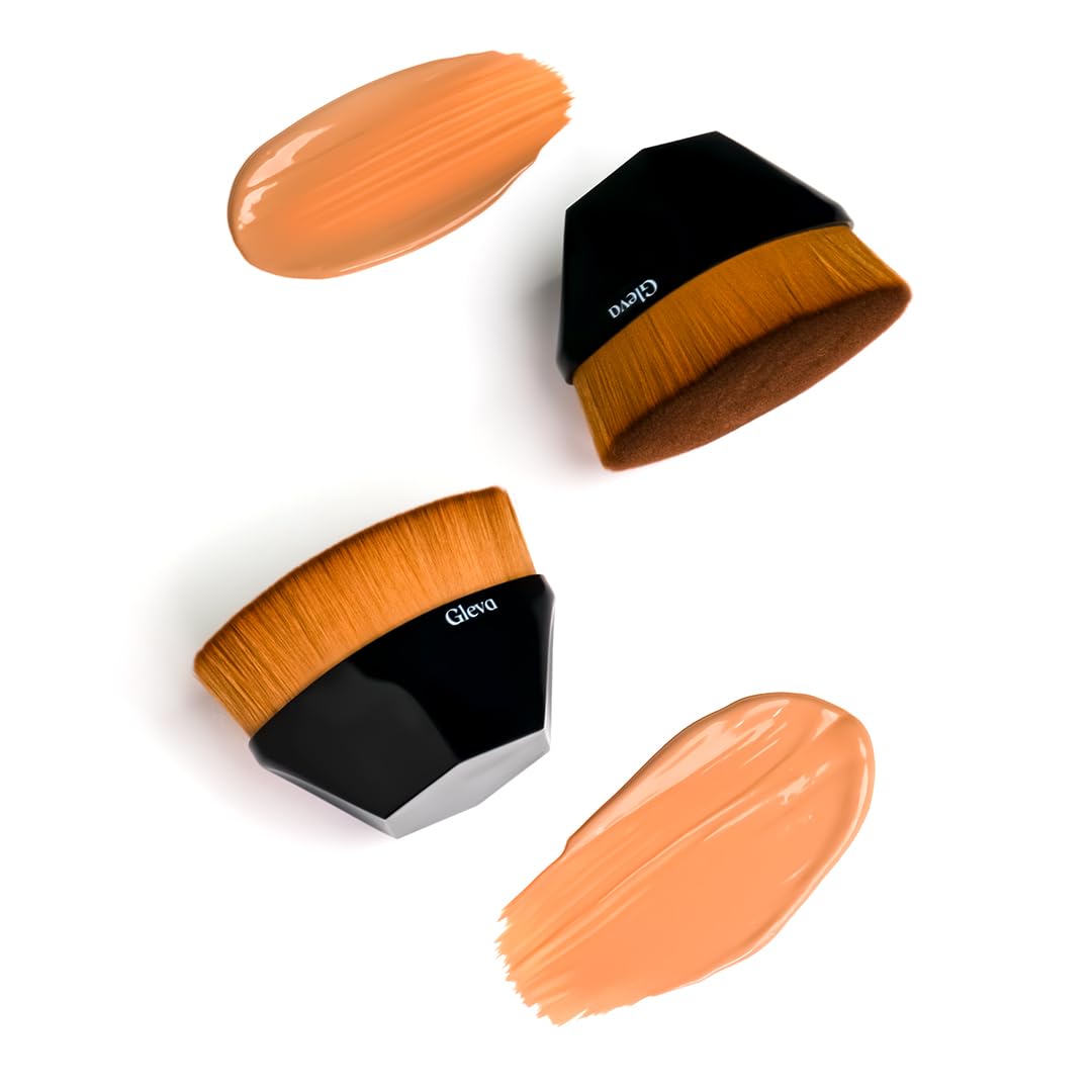 Gleva Foundation Makeup Brush, Kabuki Hexagon Face Blush Liquid Powder Foundation Brush for Blending Liquid, Cream or Flawless Powder Cosmetics (Black)