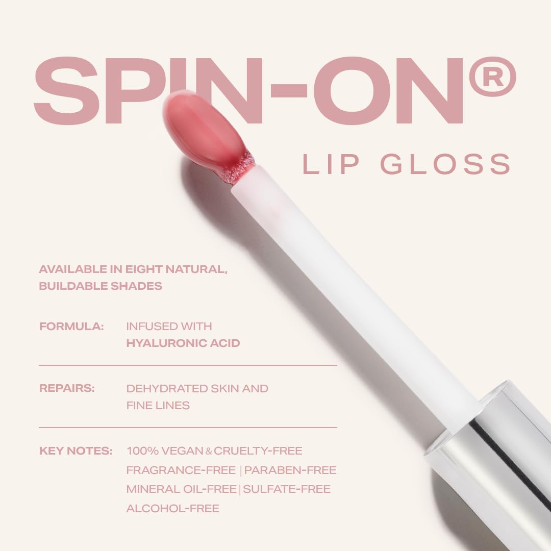 Woosh Beauty, Spin-On Lip Gloss, Hydrating Hyaluronic Acid & Shea Butter, No Fine Lines, Shine Finish, Vegan & Cruelty-Free - Splash