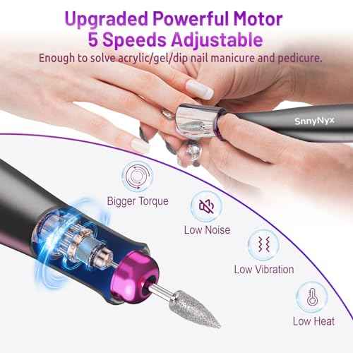 Electric Nail Drill Professional, 35000RPM Cordless Acrylic Nail Kit for Nail Polish Remover, Electric Nail File Buffer Grinder, Nail Filer Electric Manicure and Pedicure kit (Matte Gray)