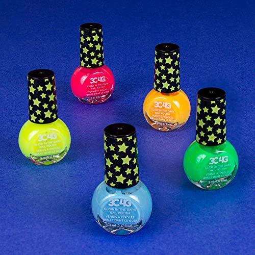 3C4G Glow in The Dark Nail Polish Set for Girls & Teens - 5 Vibrant, Non-Toxic, Fun & Safe Nail Polish Kit for Kids Ages 8+ - Perfect for Sleepovers, Parties, & Gifts by Make It Real