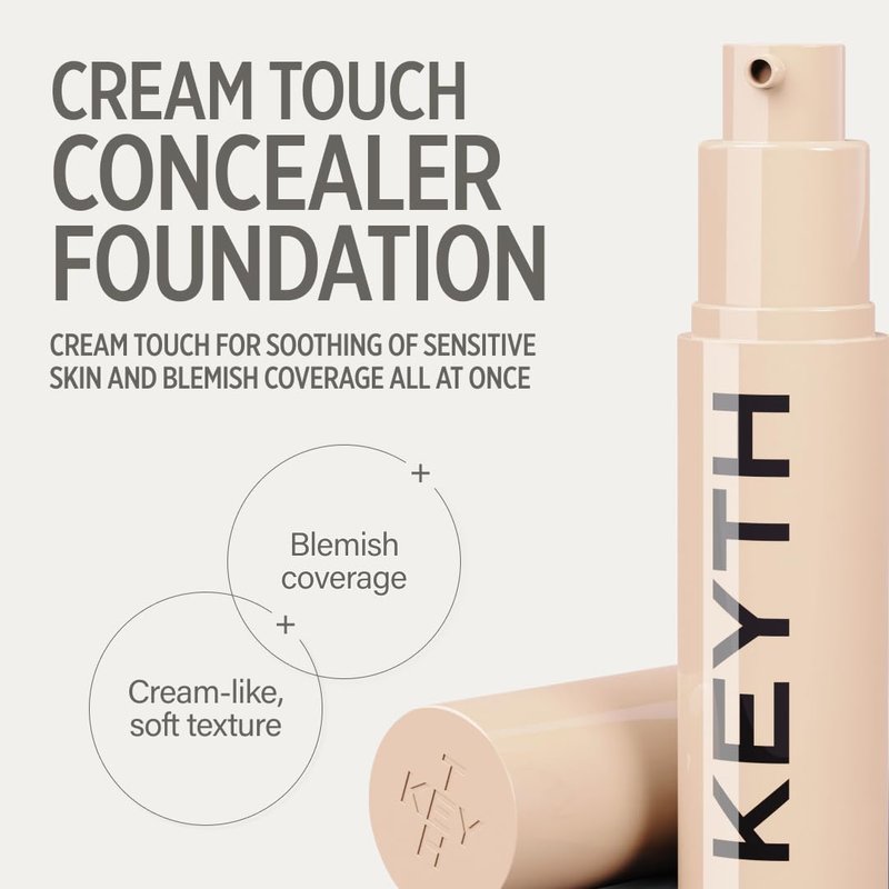 KEYTH CREAM TOUCH CONCEALER #01 (15ML, 0.50 FL.OZ.) / Imperfections Coverage, Lightweight, Skin-comforting, Dreamy Skin, Mild Formula, Triple CICA