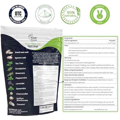 Tea Tree Oil Foot Soak with Epsom Salt - For Toenail Repair, Athletes Foot, Softens Calluses, Soothes Sore & Tired Feet, Nail Discoloration, odor Scent, Spa Pedicure Care - Made in USA 16 oz