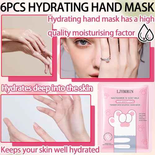 6PCS Hydrating Hand Mask Gifts Set,Intensive Cute Hand Masks for Dry Cracked Hands,Gentle Long Lasting Hand Masks Moisturizing Gloves for Soft and Smooth Touch Hands
