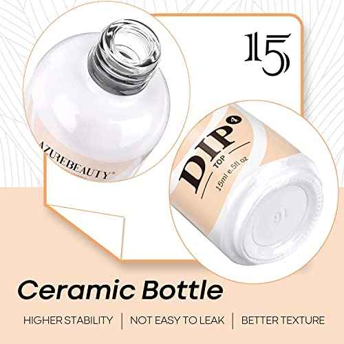 AZUREBEAUTY 4+4pc Dip Powder Liquid Set, 15ml/0.5oz, with Base/Top Coat, Activator, Brush Saver, Nail File? Fast Drying Formula, No UV Light Needed