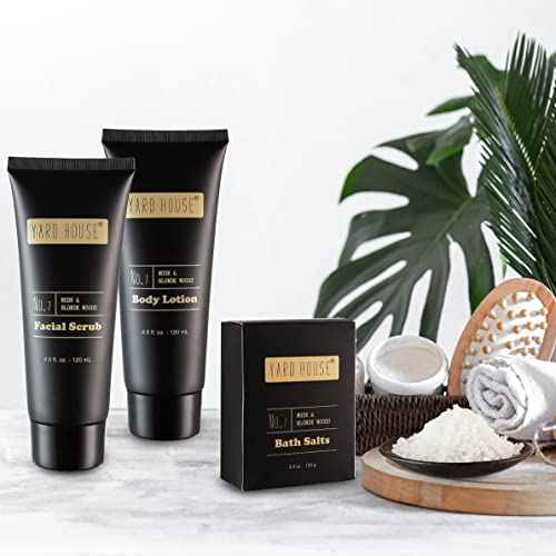 Mens Bath and Body Gift Set - Musk and Blonde Woods - Luxury Christmas, Birthday, Fathers Day Gifts From Daughter, Wife, Son For Dad, Husband - Relaxing Spa Kit for Him in Toiletry Bag