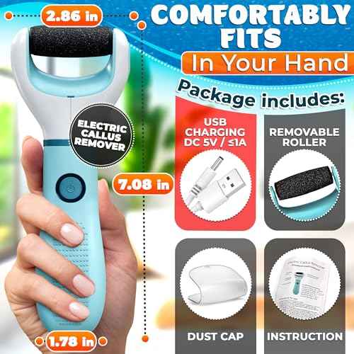 Rechargeable Electric Foot Callus Remover Tool ? High-Speed 2800 RPM Electric Foot Sander Callus Remover with Replaceable Roller ? Compact & Easy Maintenance, Up to 1-Hour Runtime for Smooth Feet