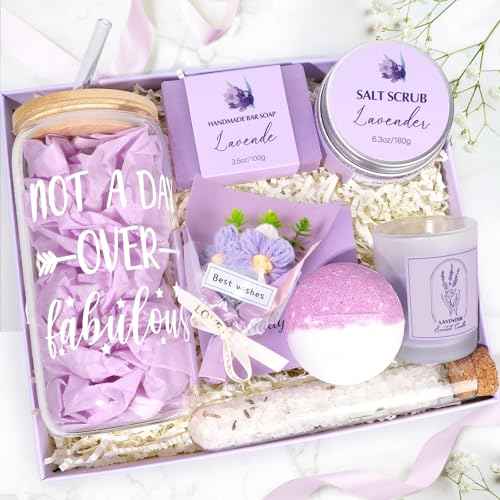 Spa Gift Baskets for Women, Birthday Gifts for Women, Lavender Gifts Set, Relaxing Spa Gift Box, Bath and Body Gift Set for Her Mom Wife Sister, Friends, Self Care Gifts for Woman Mother's Day Gifts