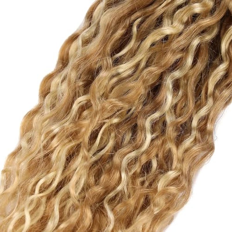 P27/613 Blonde Human Braiding Hair Deep Wave Bulk 28 28 28 Inch Human Hair Weave 3 Bundle Unprocessed Brazilian Virgin Hair Highlight Blonde Deep Wave Braiding Hair Extensions 50 Grams/Bundle