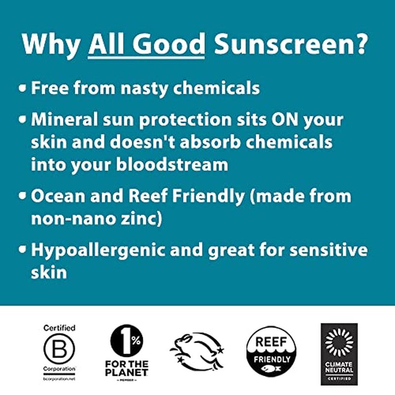 All Good SPF 15 Lip Balm, Mineral & Facial Sunscreen Bundle - Broad Spectrum SPF 30+, Water Resistant - Includes (1) SPF 30 Sport Sunscreen, (1) Lip Balm SPF 15 3-Pack and (1) Facial Sunscreen