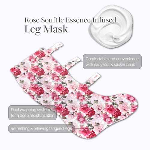 koelf Rose Petal Satin Leg mask 1pair- Intensive Cooling & Depuffing Leg Socks, Rose Scented Leg Relieving Mask with Arnica, Pumpkin, Coffee Seed Extract for Tired, Puffy Legs