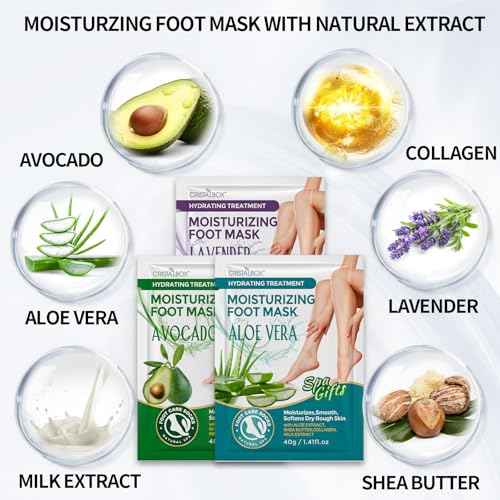 Moisturizing Foot Mask 5 Pack,Hydrating Foot Masks for Dry Cracked Feet,Moisturizing Socks Dry Skin Moisturizer for Soft and Smooth Touch Feet,Foot Care Spa Gifts for Women Men Stocking Stuffers